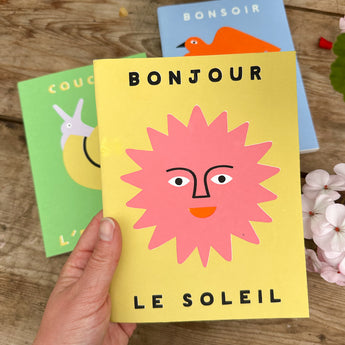 Mélanie Johnsson Hand Printed A5 Notebook 'Bonjour Le Soleil'