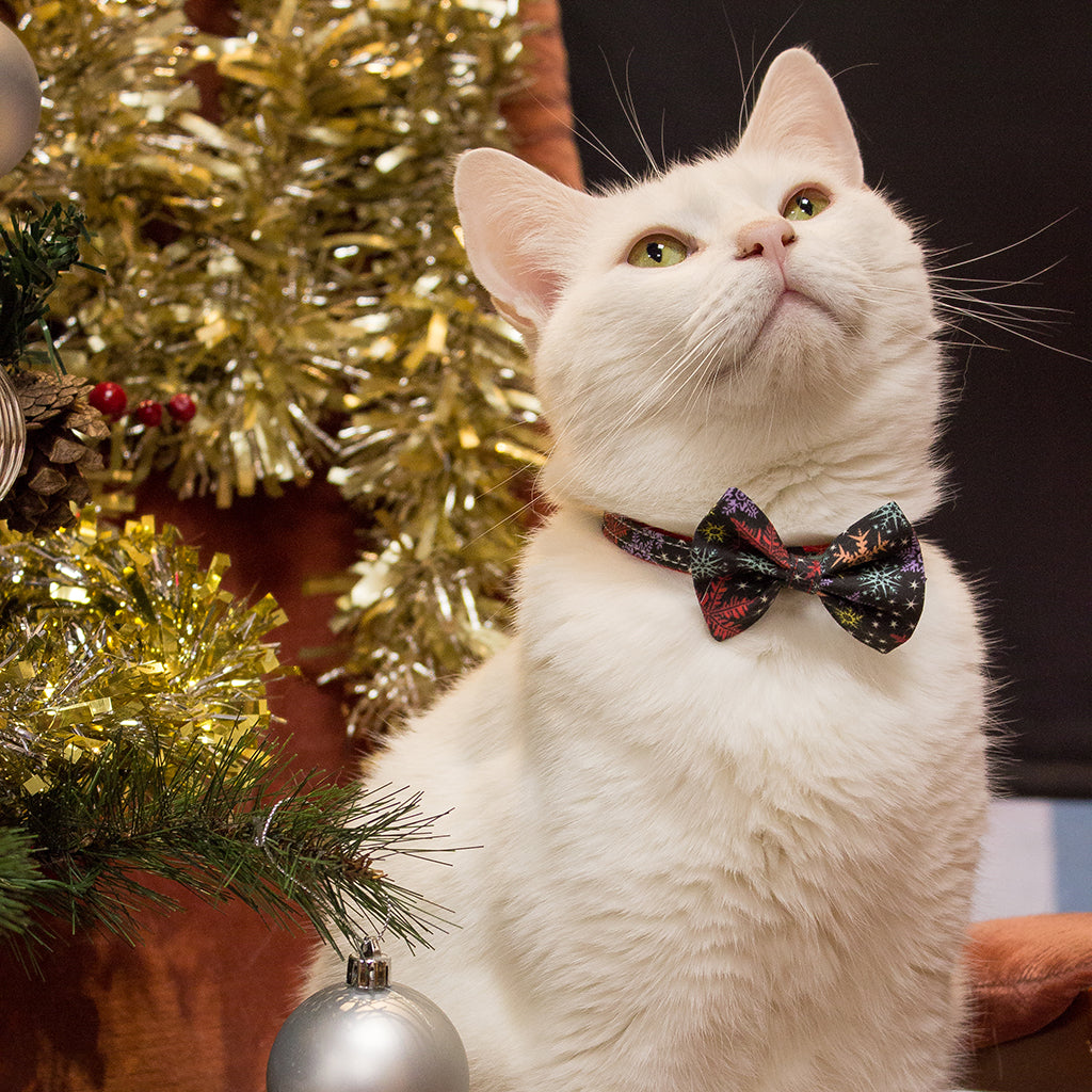 Christmas Snowflakes Cat Bow Tie-Cat Collar Bow Tie-Hiro + Wolf