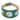 Green leather whippet collar with colourful circular patterns on a white background