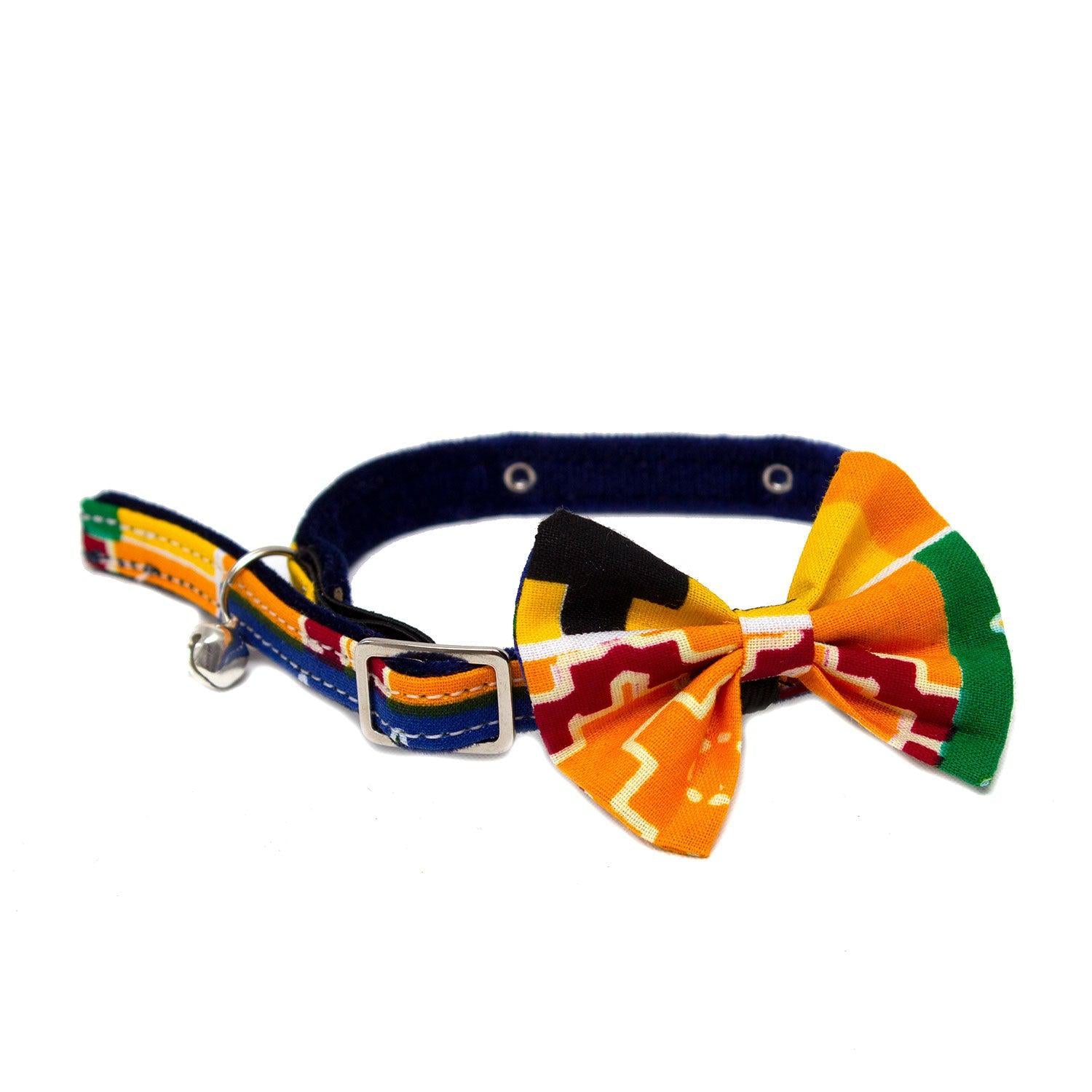 Kente Cat Bow Tie-Cat Collar Bow Tie-Hiro + Wolf